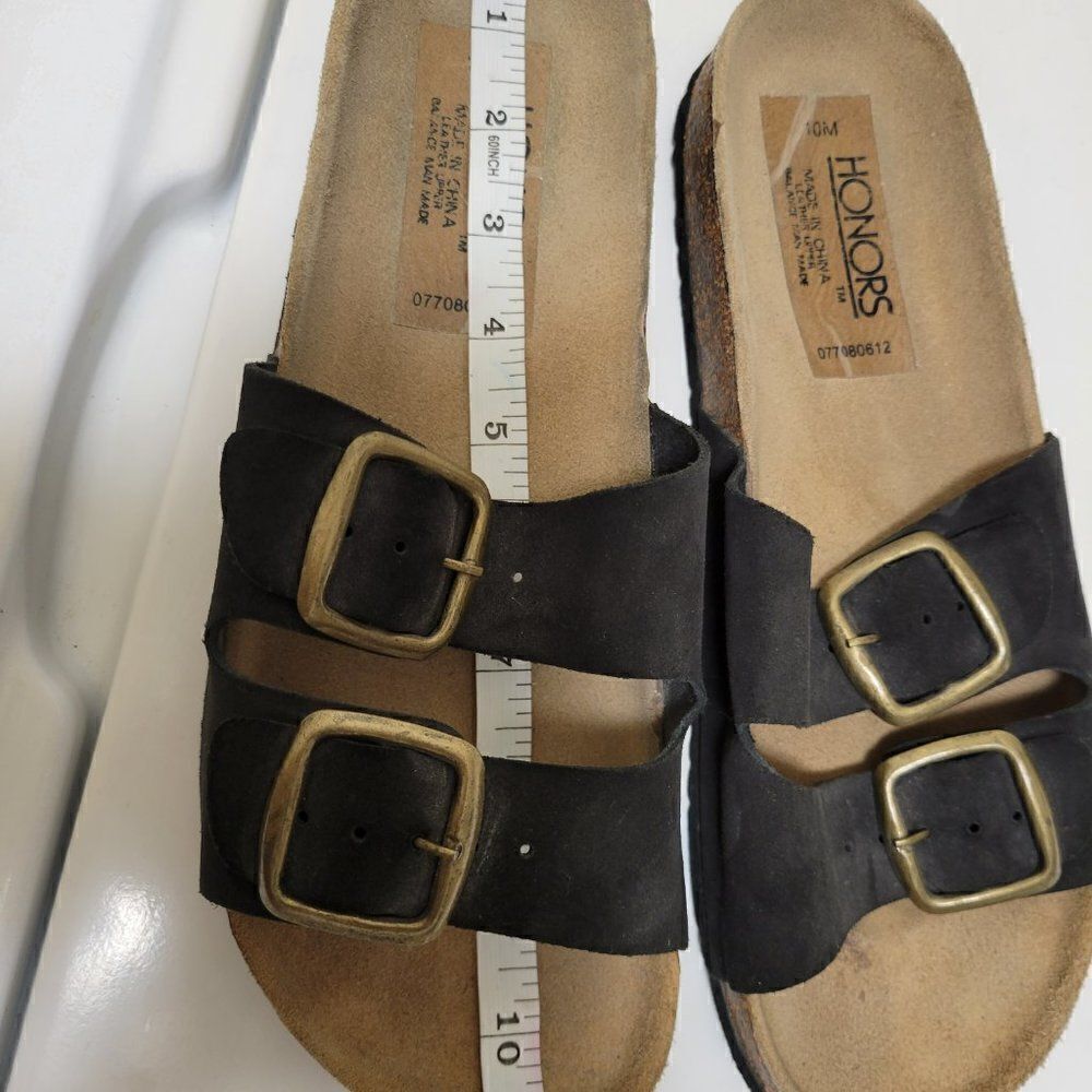 Honors Womens Size 10M Suede Slides Flat Black. - Picture 7 of 7